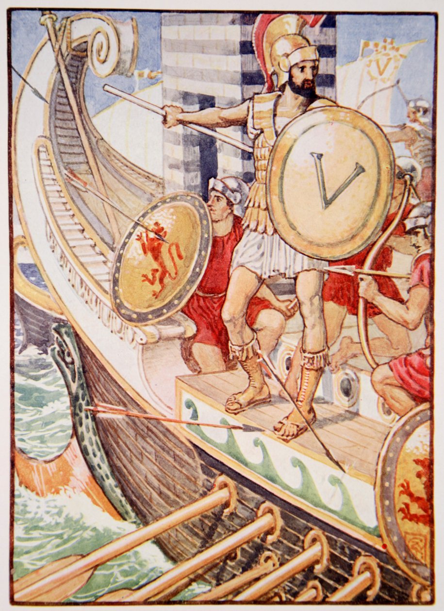 He became a target for every arrow, illustration from The Story of Greece by Mary Macgregor by Walter Crane