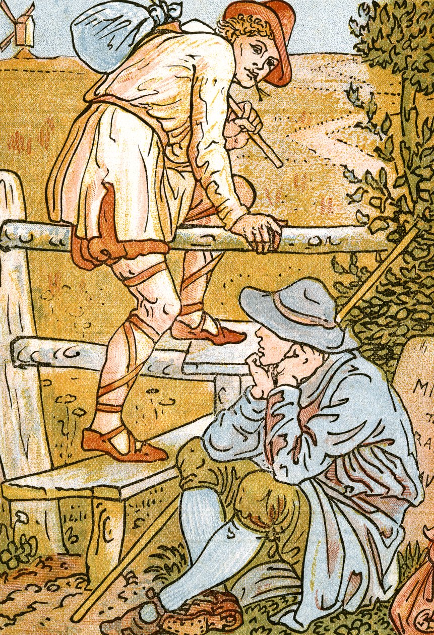 Jog On, Jog On, song illustration from Pan-Pipes, A Book of Old Songs, Newly Arranged and with Accompaniments by Theo. Marzials, published in London by George Routledge & Sons, 1884 by Walter Crane