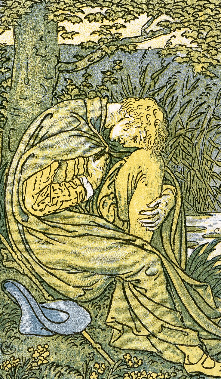 Lover with head bowed in grief, from 