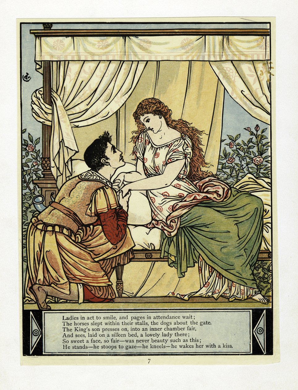 The Prince Wakes Beauty, from The Blue Beard Picture Book, pub. 1879 by Walter Crane