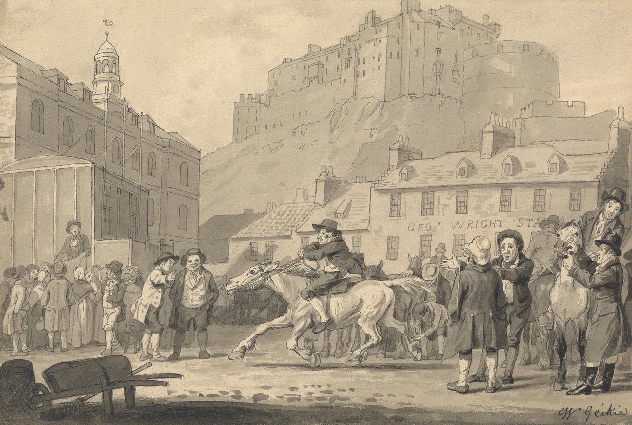 Edinburgh Castle and Horse Fair by Walter Geikie