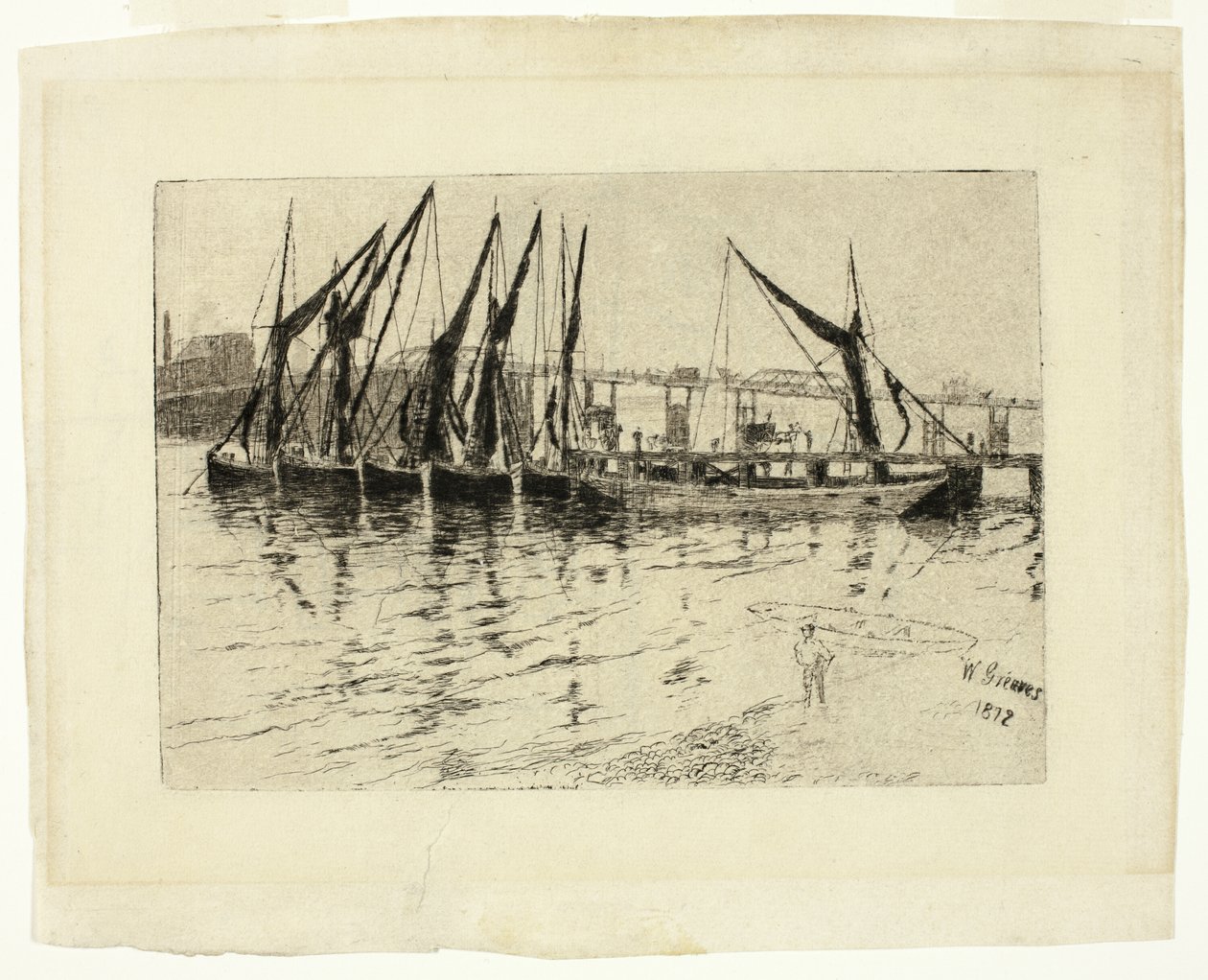 Coal Barges Unloading; Sketch of a Building by Walter Greaves