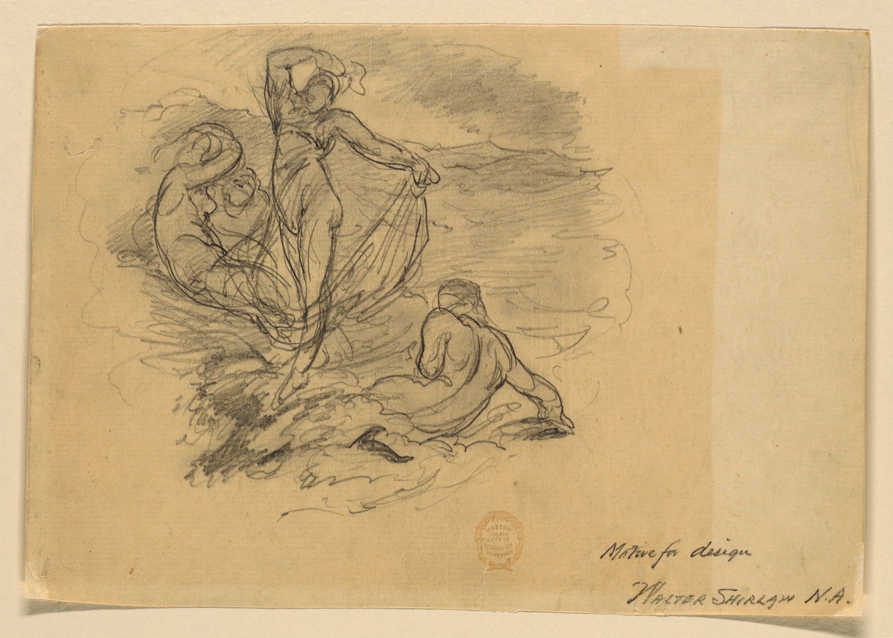 A Group of Four Nymphs (Motif for Design) by Walter Shirlaw