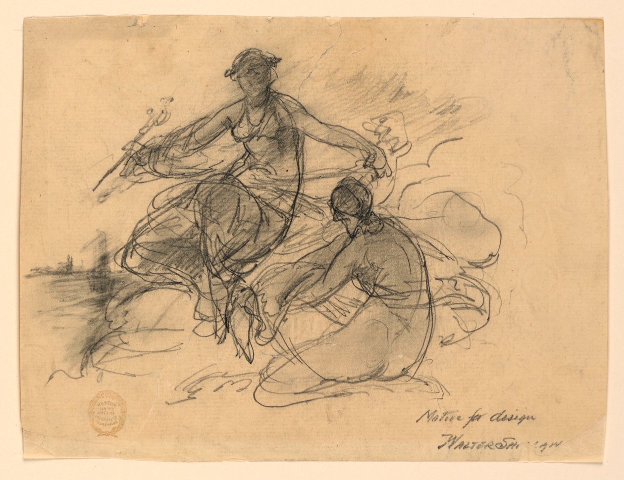 Commerce and Another Allegorical Figure by Walter Shirlaw