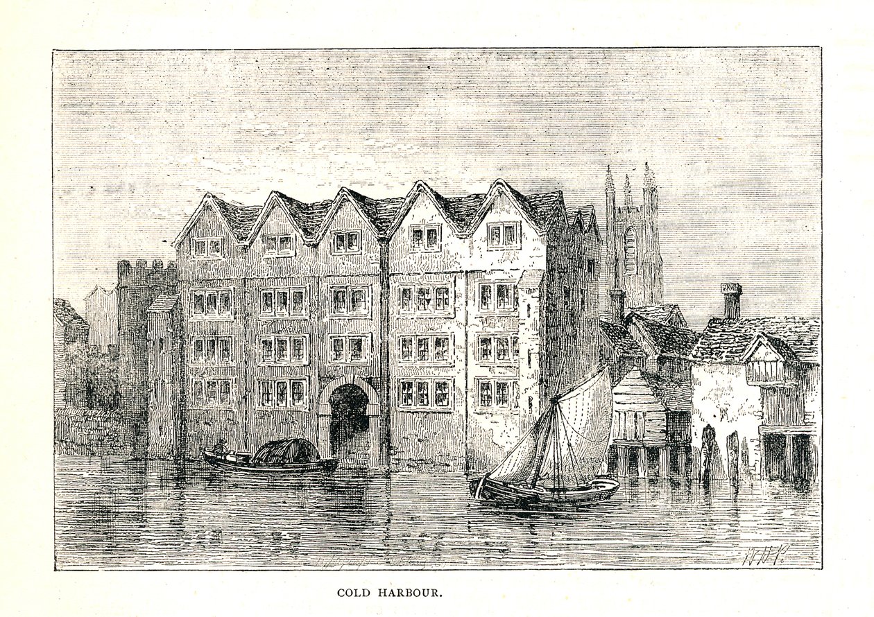 Cold Harbour. Medieval Mansion House North Bank of Thames above London Bridge by Walter Thornbury