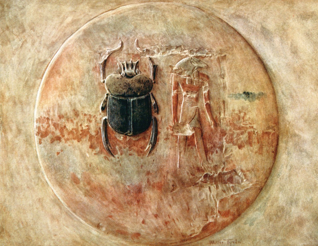 Scarab and Ra, Tomb of Seti, Egypt, 1910 by Walter Tyndale