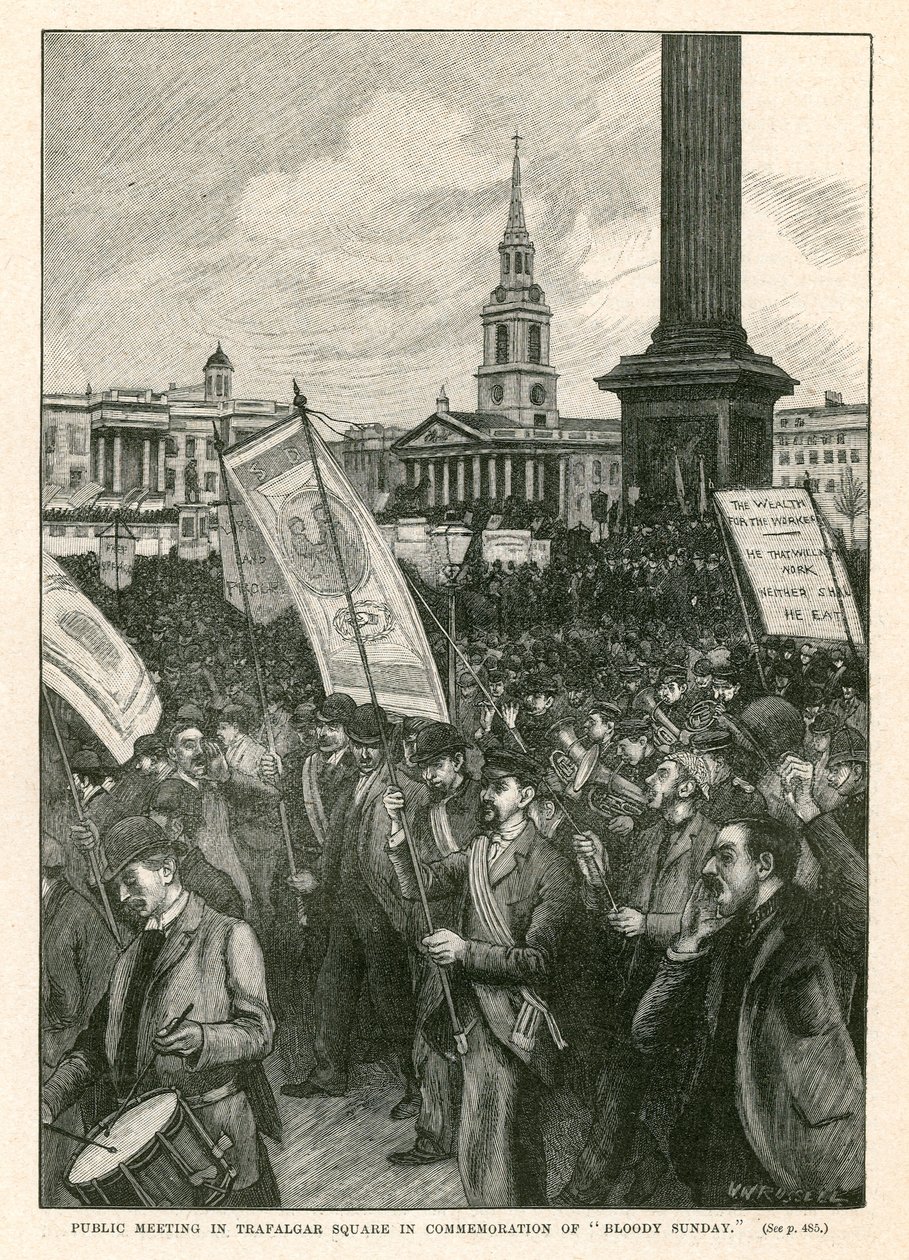 Public Meeting in Trafalgar Square in Commemoration of Bloody Sunday by Walter Westley Russell