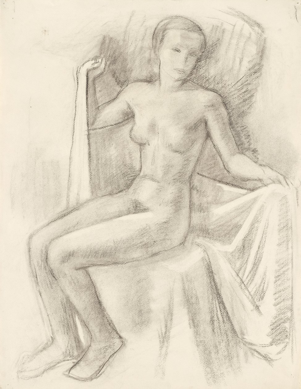 Female Nude with Cloth by Walther Gamerith