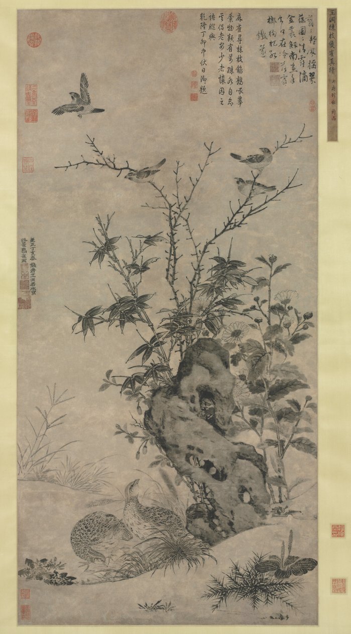 Quails and Sparrows in an Autumn Scene, 1347 by Wang Yuan