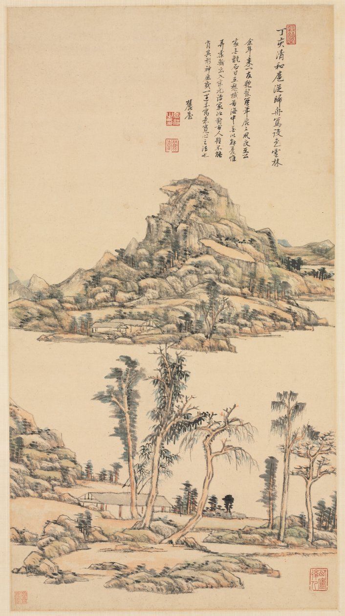 Landscape in the Color Style of Ni Zan by Wang Yuanqi