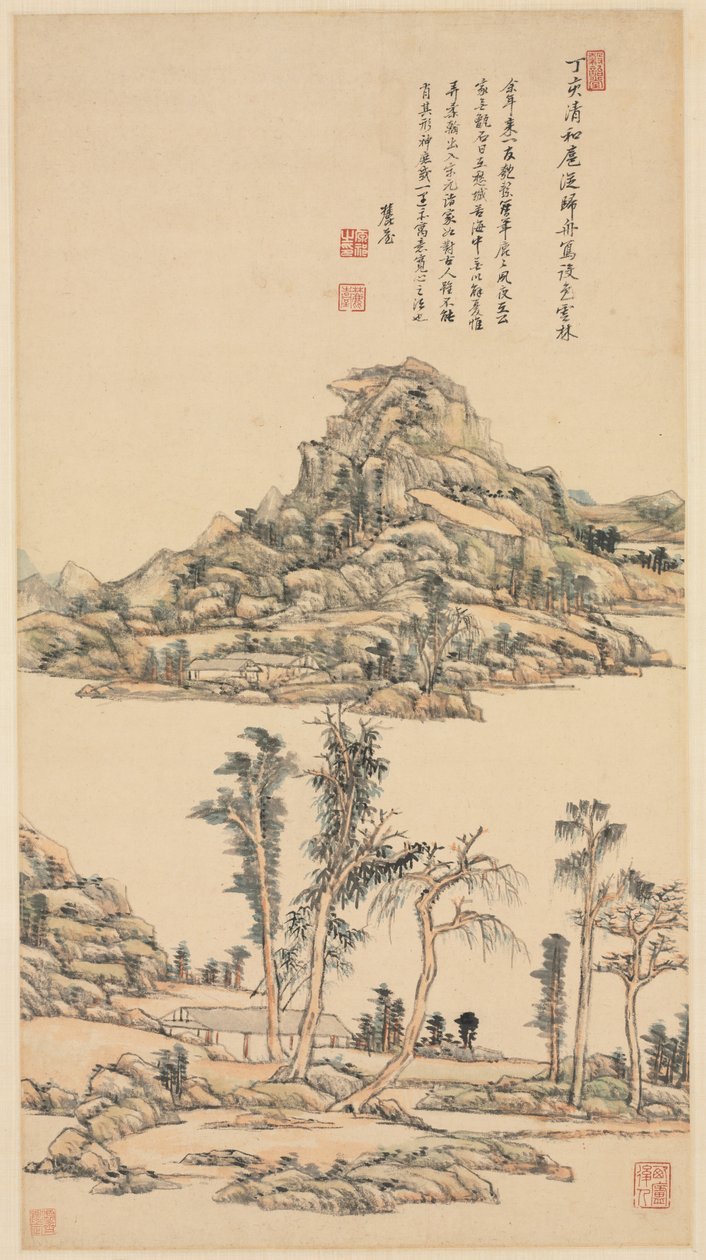 Landscape in the Color Style of Ni Zan by Wang Yuanqi