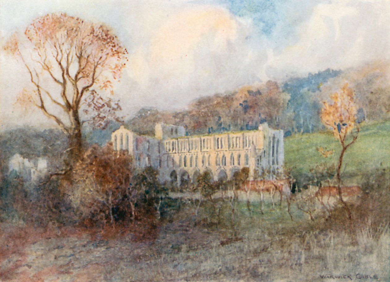 Rievaulx Abbey from the South by Warwick (after) Goble