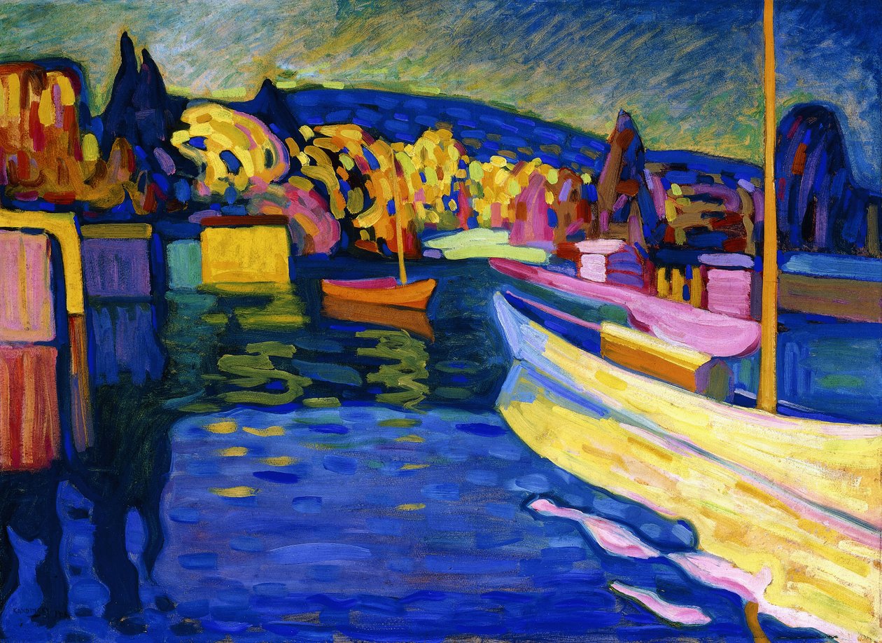 カンディンスキーAutumn Landscape with Boats模写 Autumn Landscape with Boats by Wassily Kandinsky