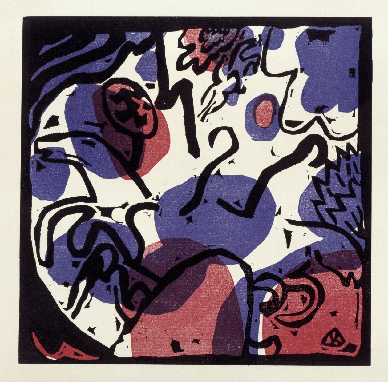 Three Riders in Red, Blue, and Black (Illustration 20 from: "Sounds", Single Sheet) by Wassily Kandinsky