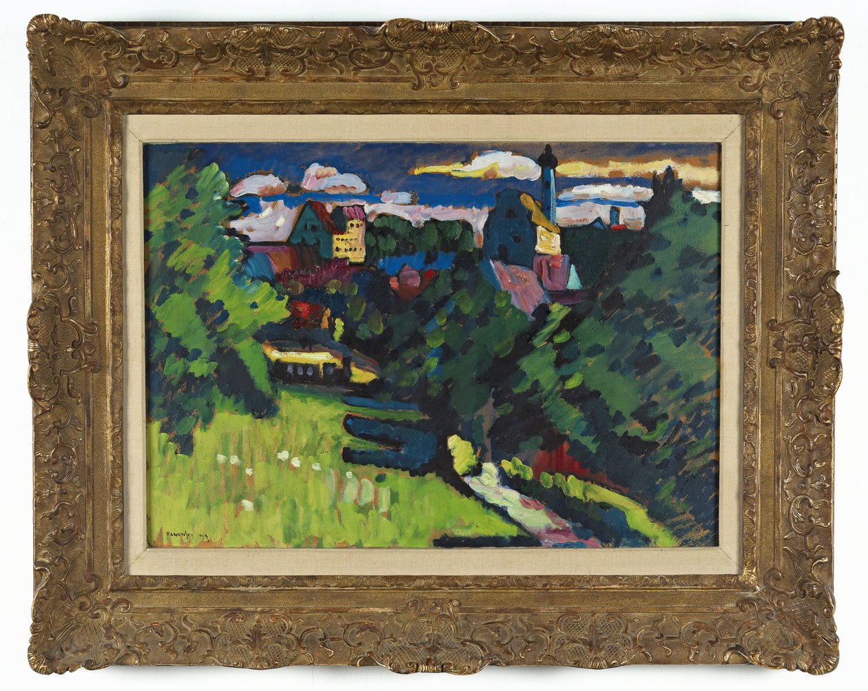 Murnau - view with castle, church and railway by Wassily Kandinsky