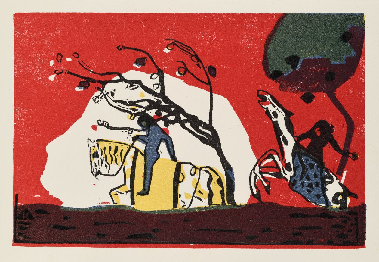 Two Riders in Front of Red by Wassily Kandinsky