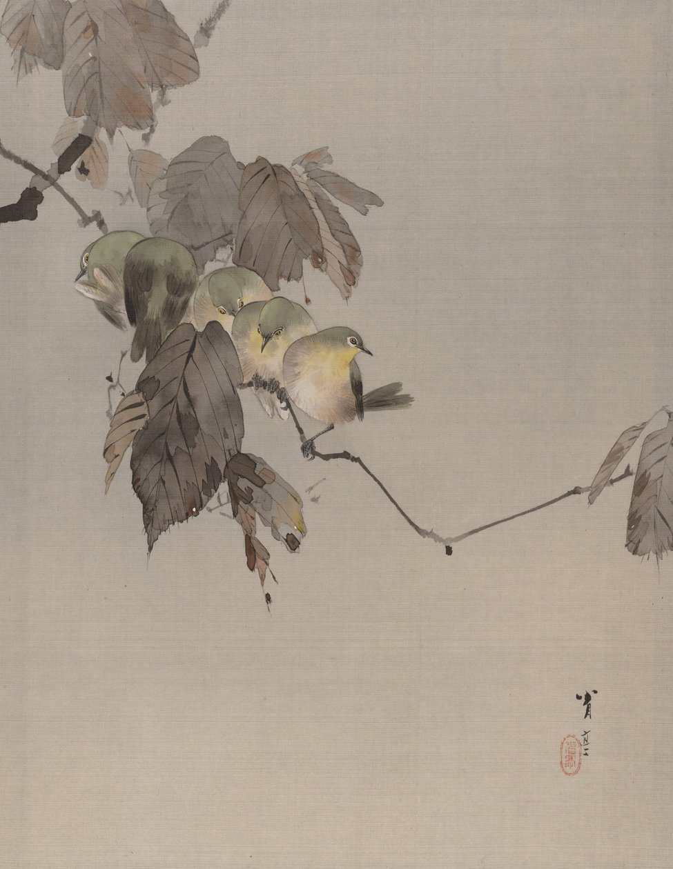 Birds on a Branch by Watanabe Seitei