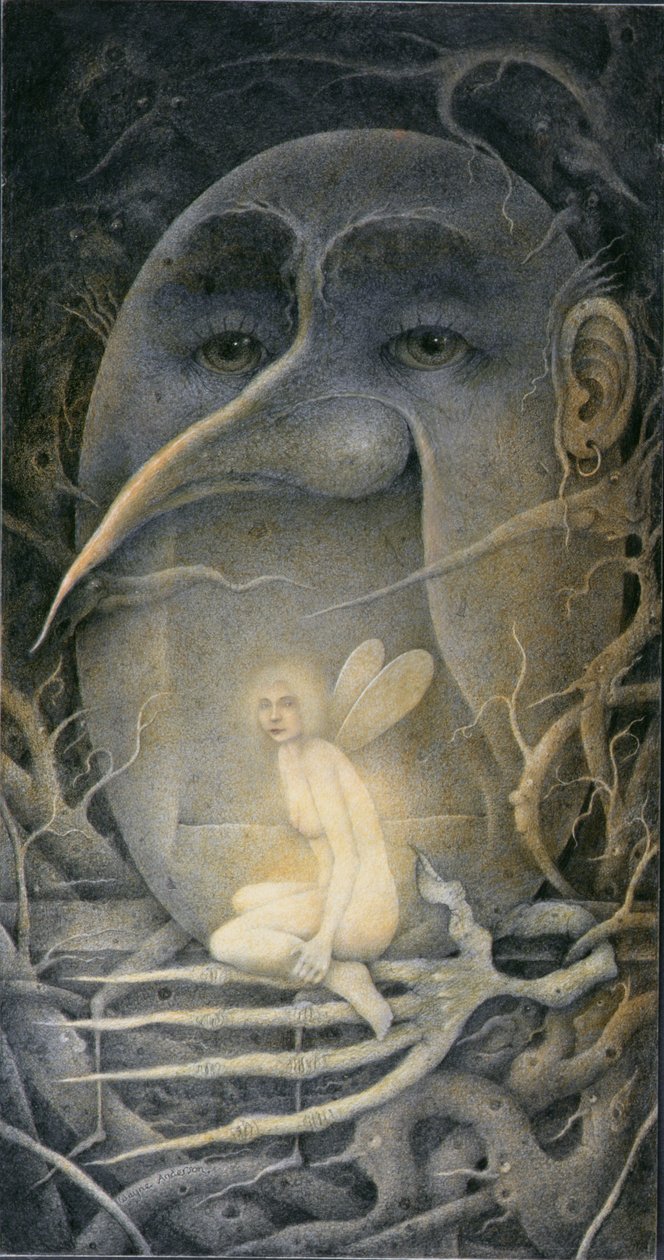Threatening Humpty Dumpty and Fairy. "If you go down to the woods today..." by Wayne Anderson