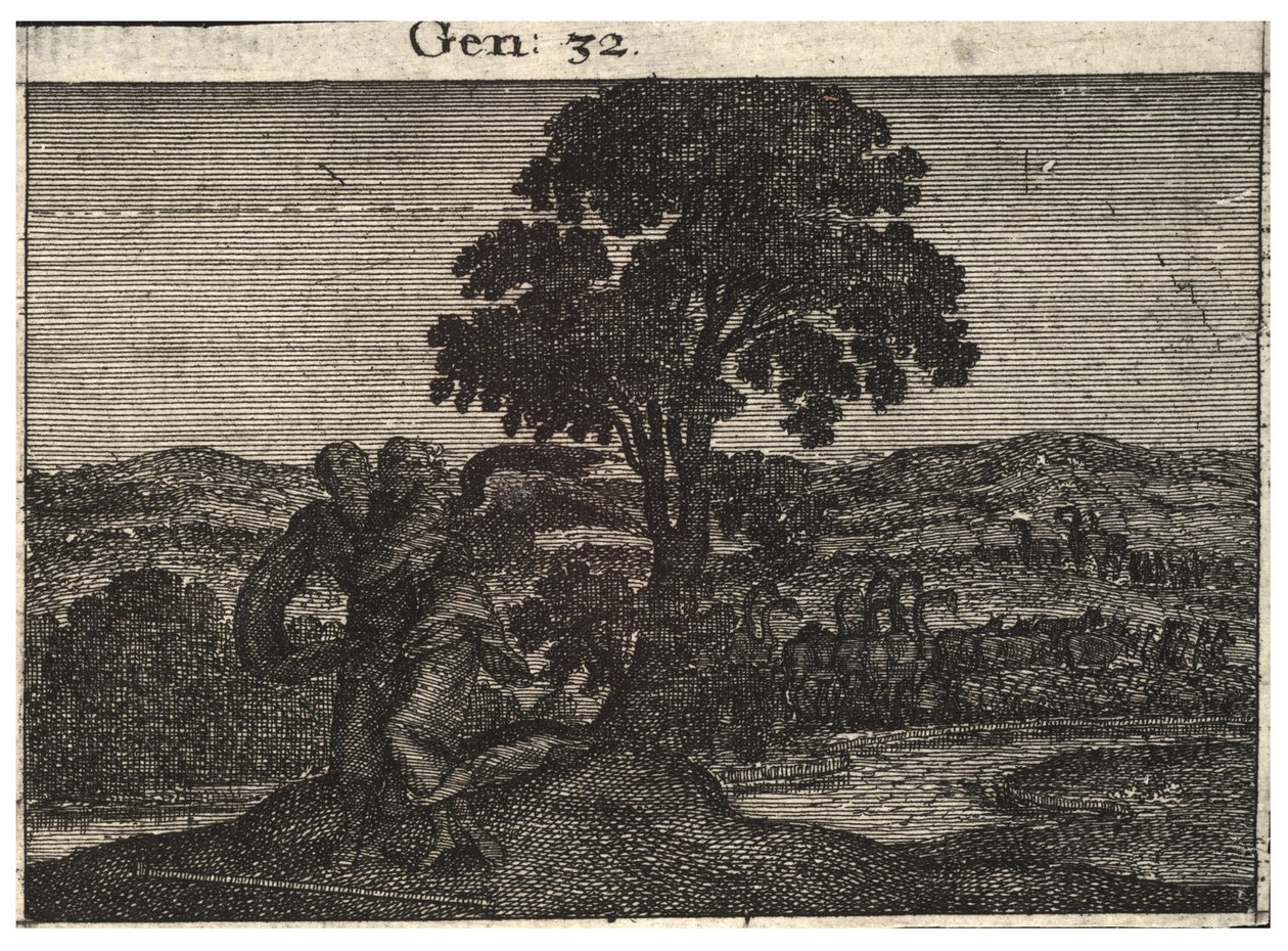Jacob Wrestles with the Angel. State 1 by Wenceslaus Hollar