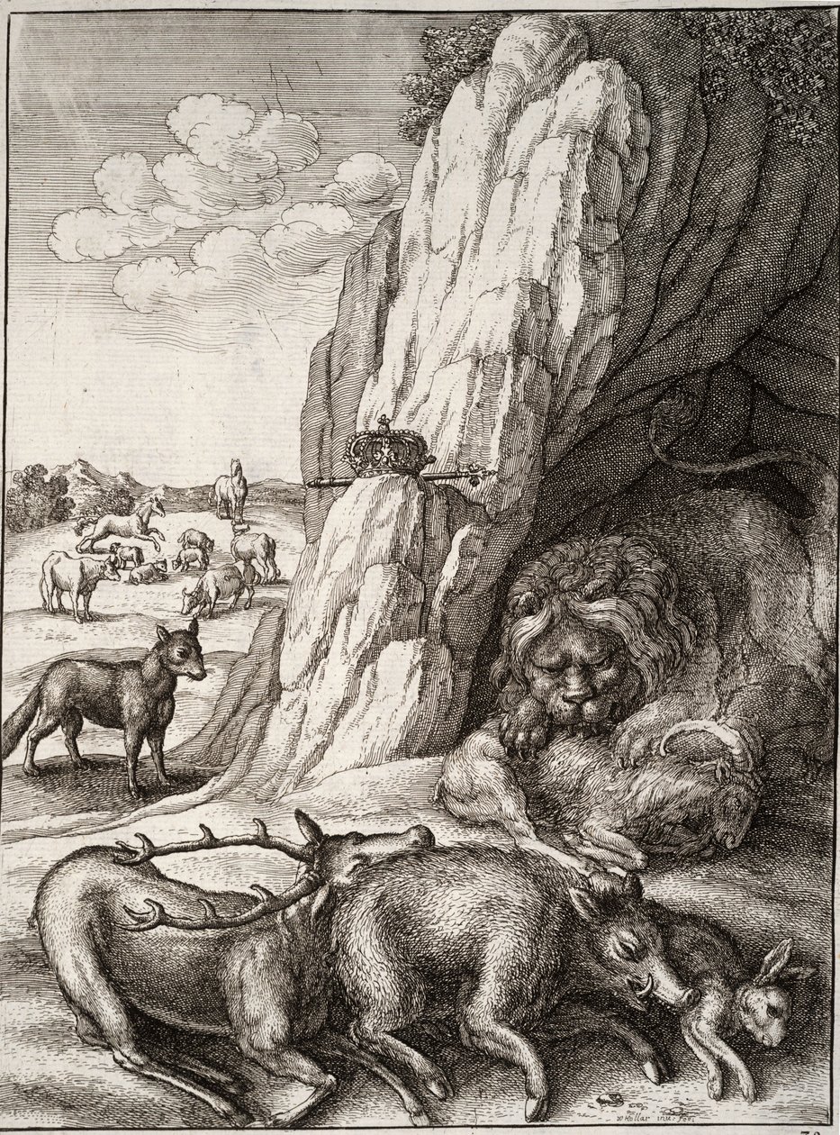 The Sick Lion by Wenceslaus Hollar