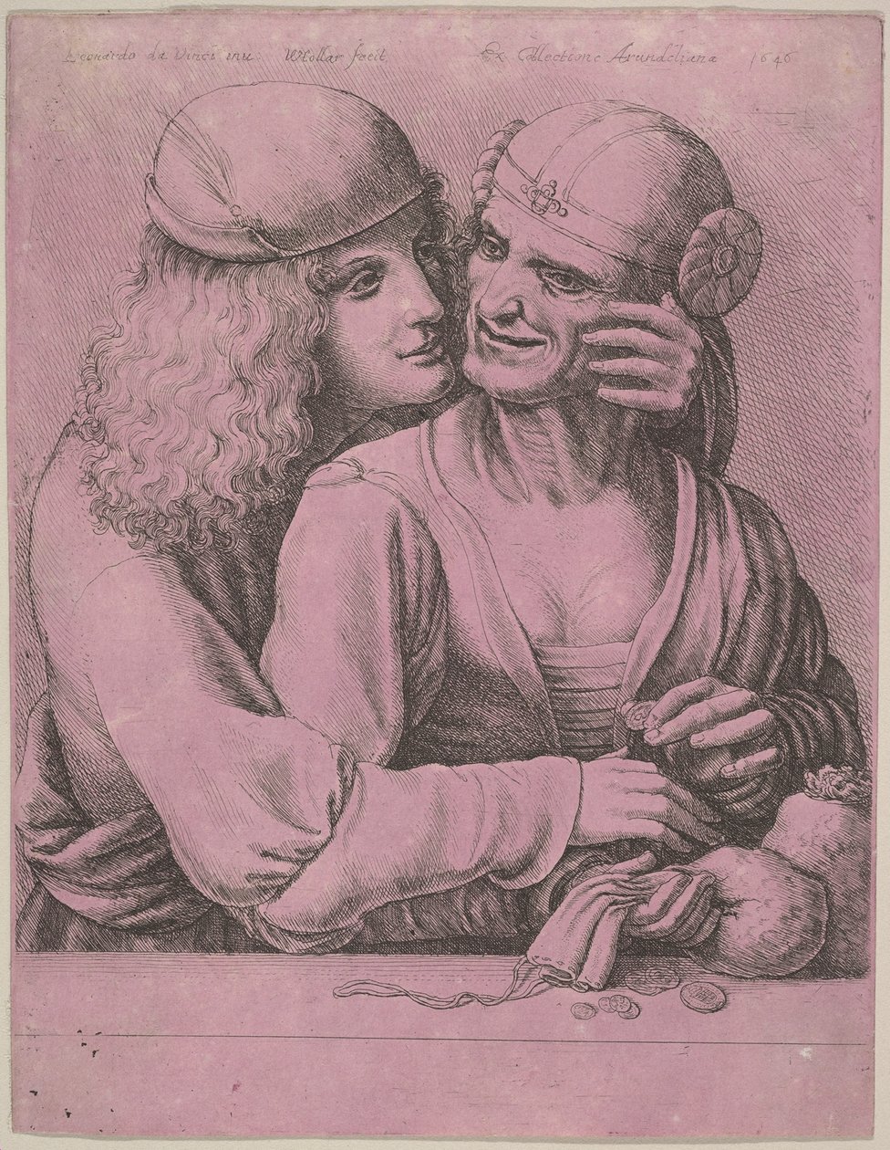 A Young Man Caressing an Old Woman by Wenceslaus Hollar