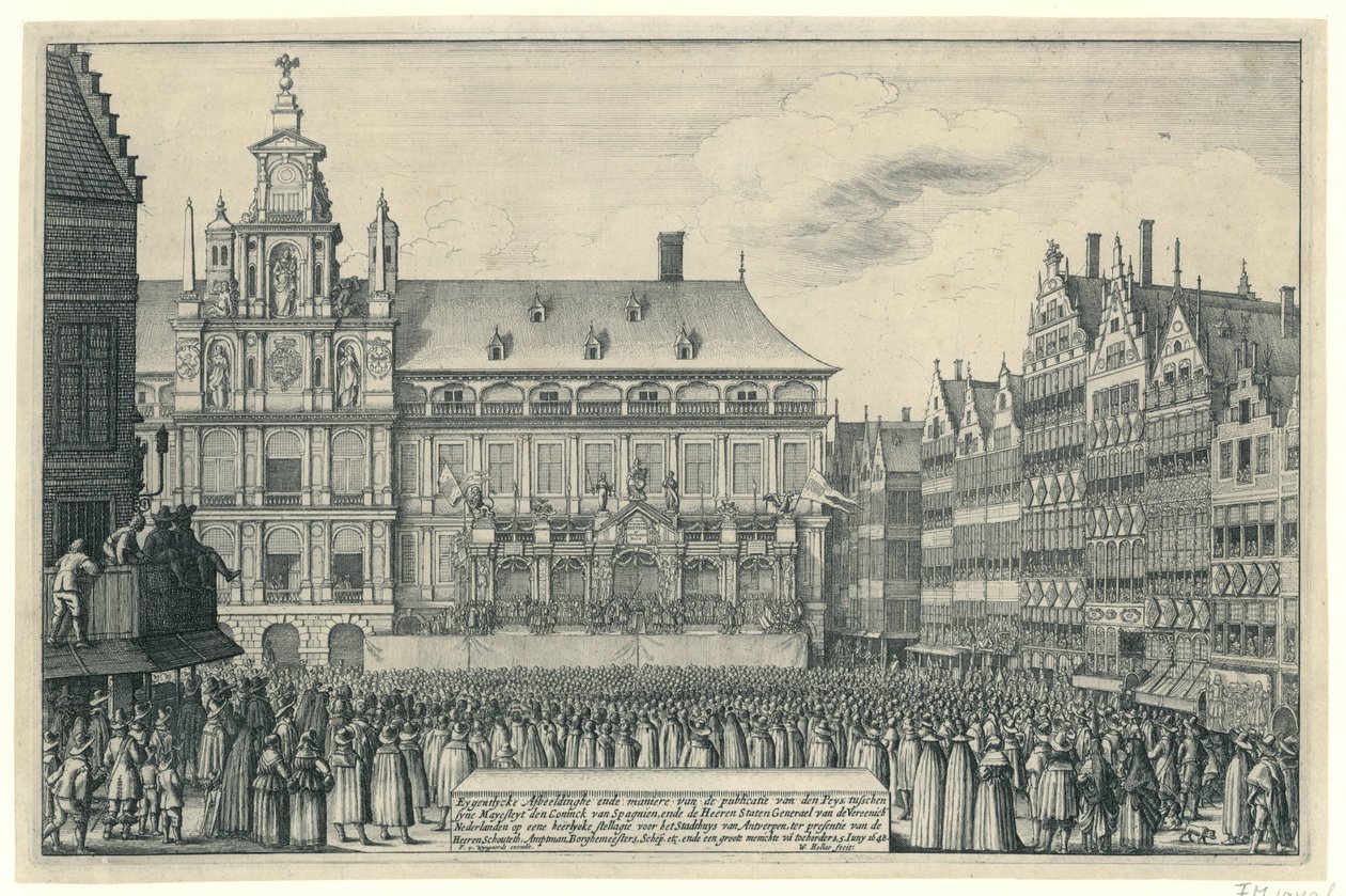 Proclamation of the Peace of Münster in Antwerp, 1648 by Wenceslaus Hollar