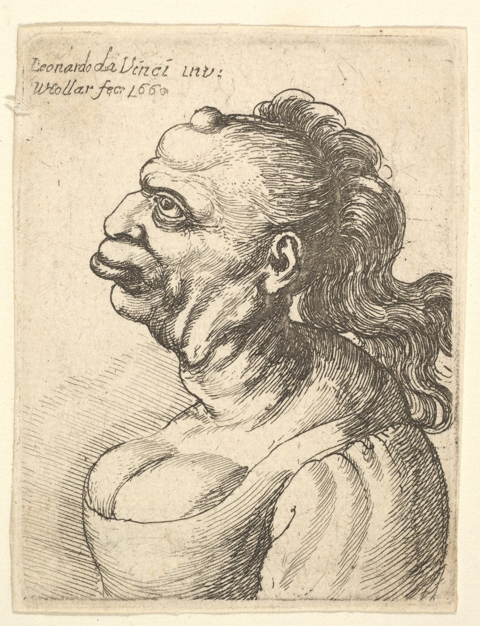 Bust of a Woman Wearing Low-Cut Dress by Wenceslaus Hollar