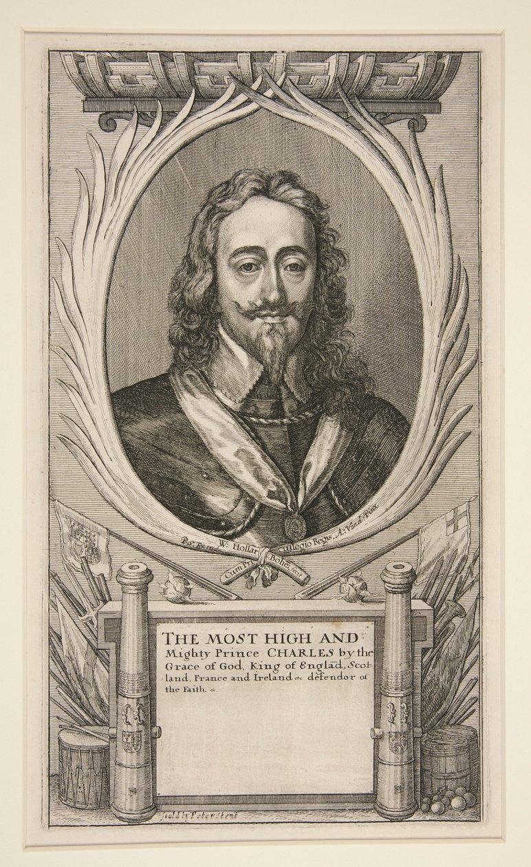 Charles I and the Camps of his Army in the Scottish War (cut version: portrait only) by Wenceslaus Hollar