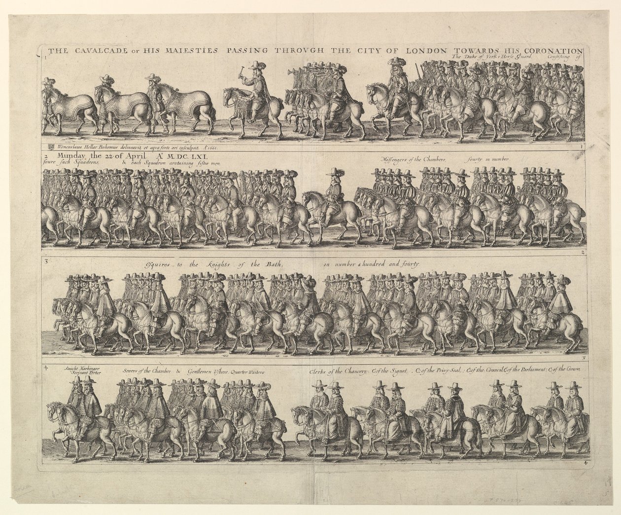Coronation Procession of Charles II Through London by Wenceslaus Hollar
