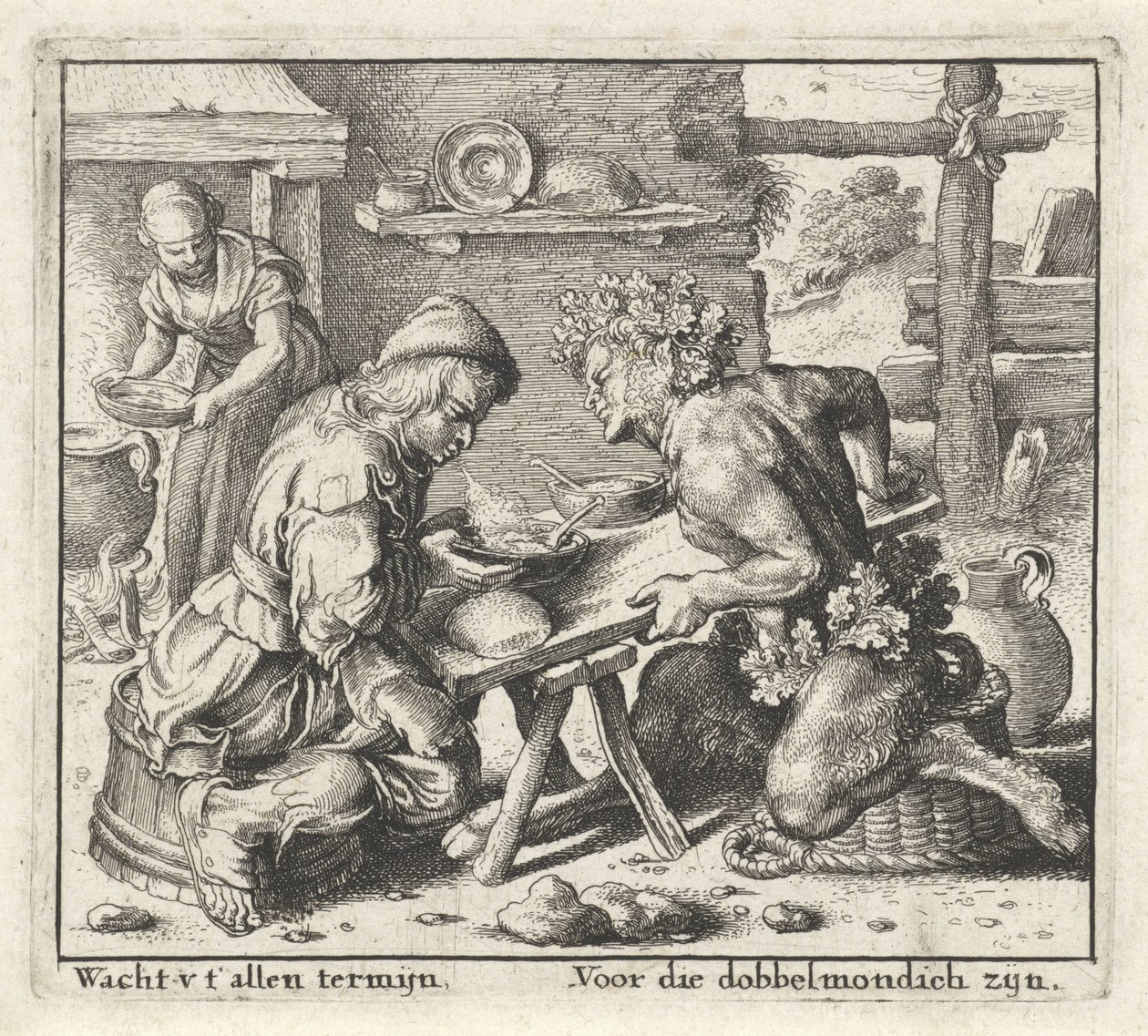 Fable of the Satyr and the Farmer (series title: Fables) by Wenceslaus Hollar
