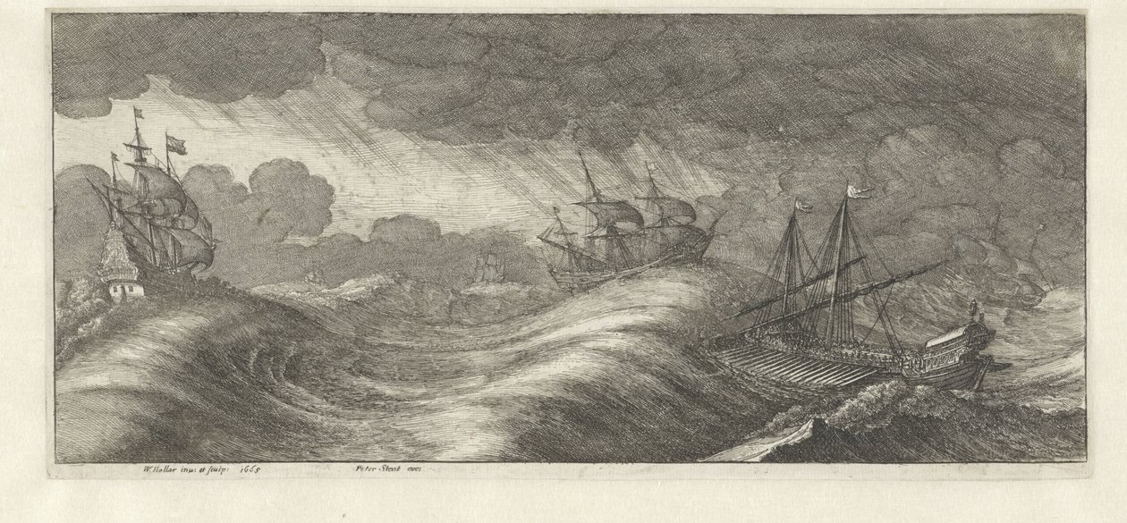 Galley and Other Ships in a Sea Storm (Sea Storms series) by Wenceslaus Hollar