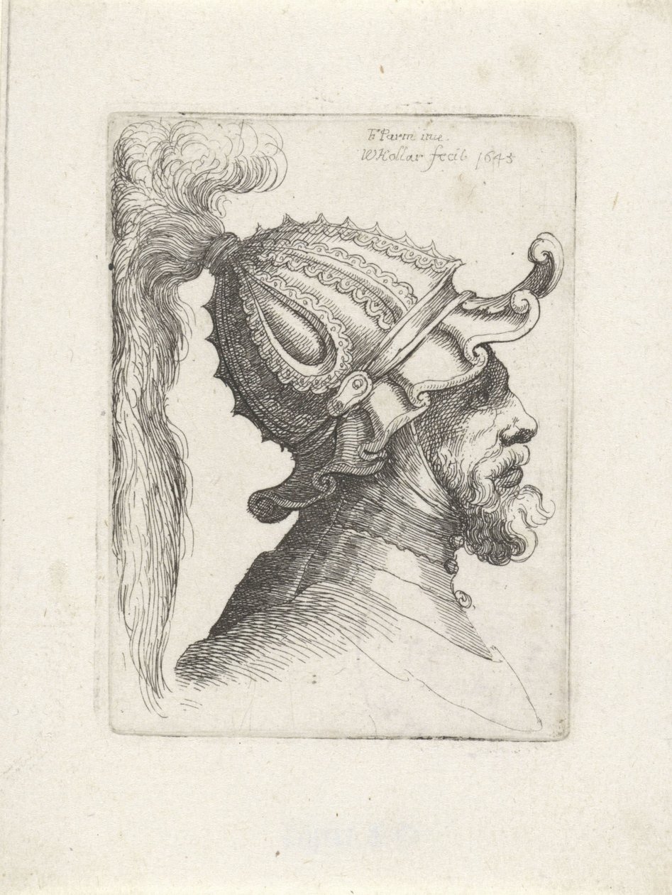 Head of a Man with Plumed Helmet by Wenceslaus Hollar