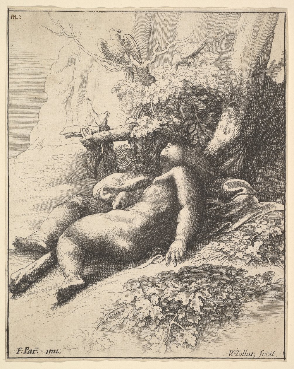 Infant Hercules asleep by Wenceslaus Hollar