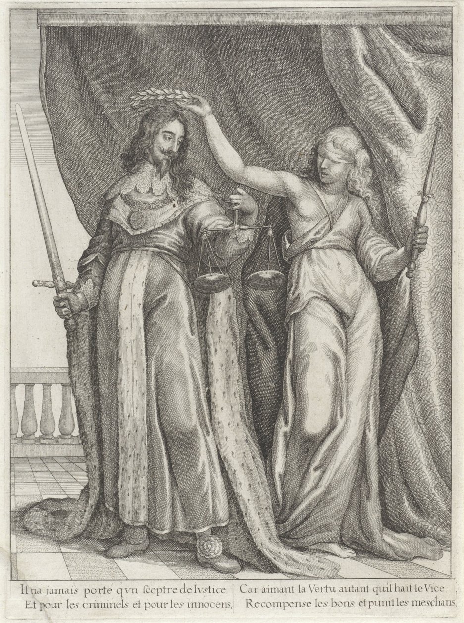 King Charles I of England Crowned by Justice by Wenceslaus Hollar