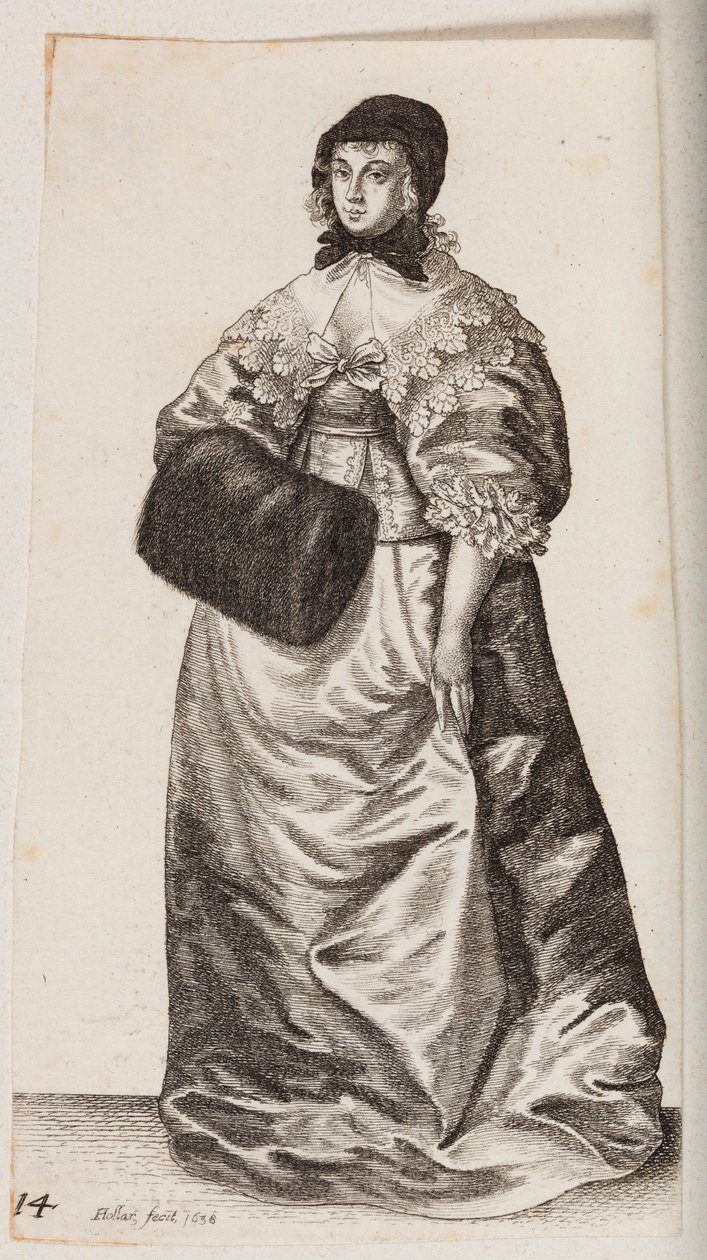 Woman with a Bonnet and Muff by Wenceslaus Hollar