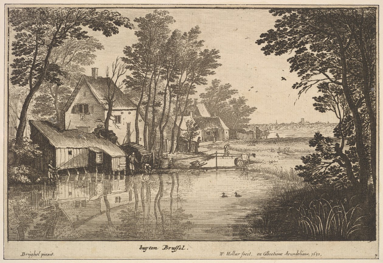Landscape with an Angler by Wenceslaus Hollar