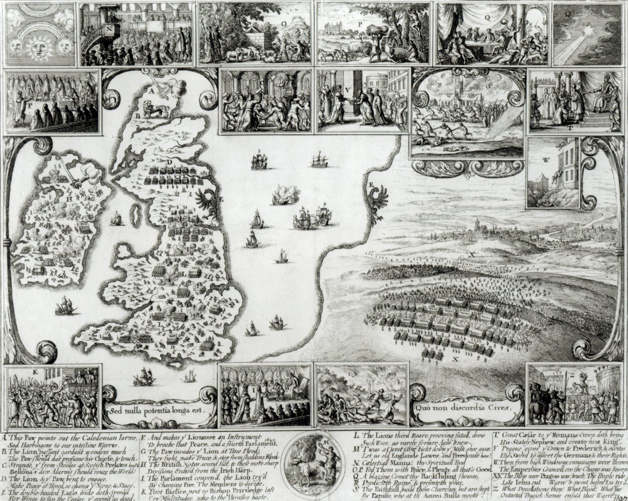 Map of Civil War England and a View of Prague, 1632 by Wenceslaus Hollar
