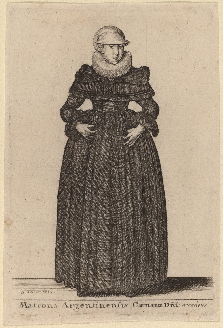 Matrona Argentinensis Caenam Dni Accedens e des Nymphs by Wenceslaus Hollar