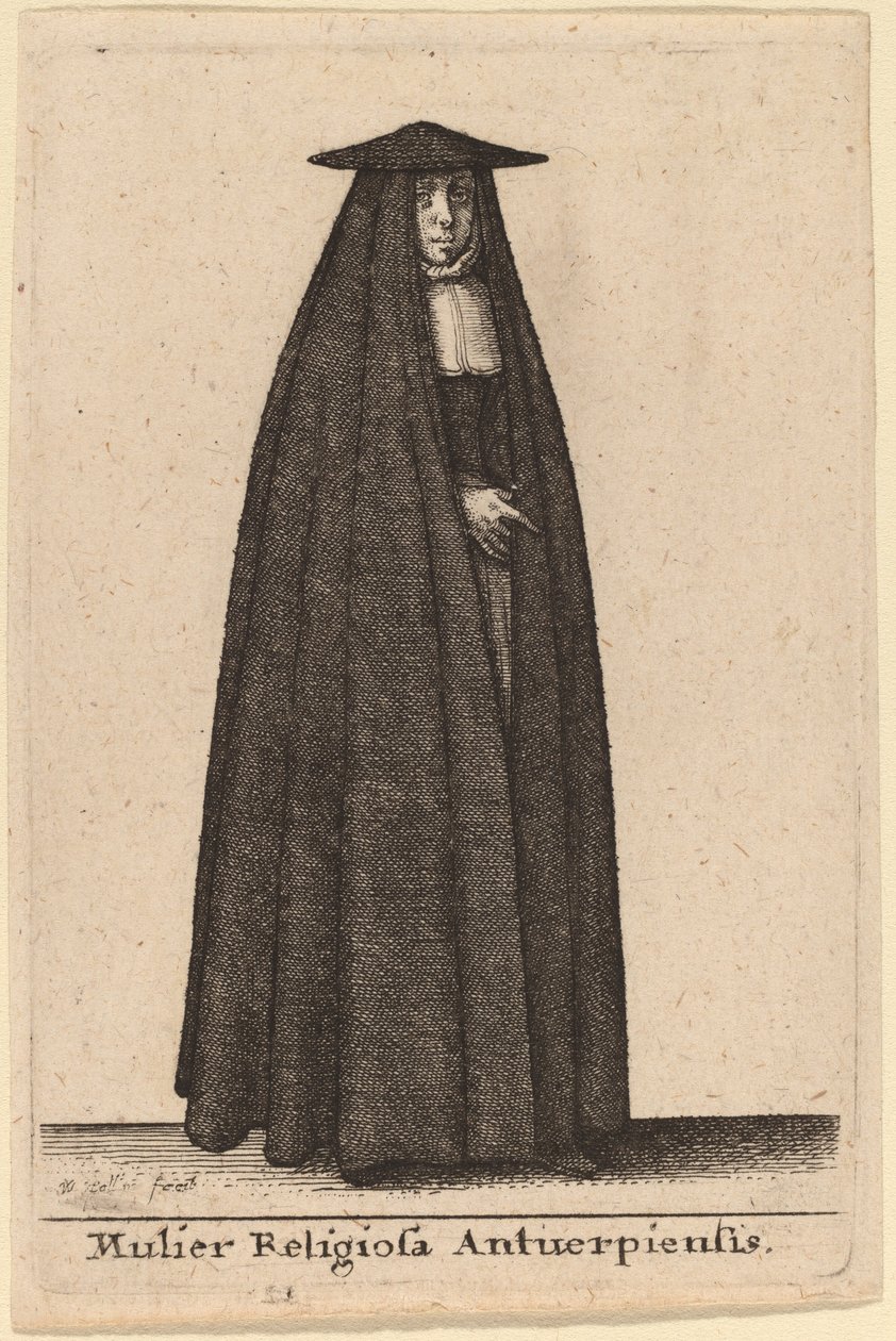 Religious Woman from Antwerp by Wenceslaus Hollar