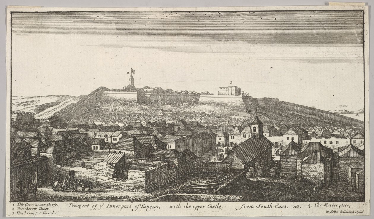 Prospect of the Inner Part of Tangier, with the Upper Castle, from South-East by Wenceslaus Hollar