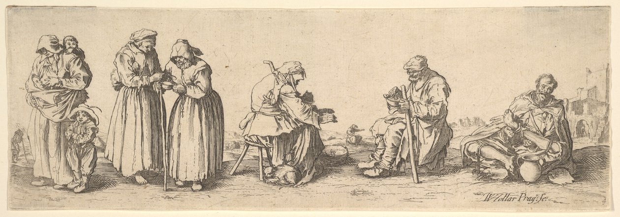 Six Men and Women Beggars by Wenceslaus Hollar