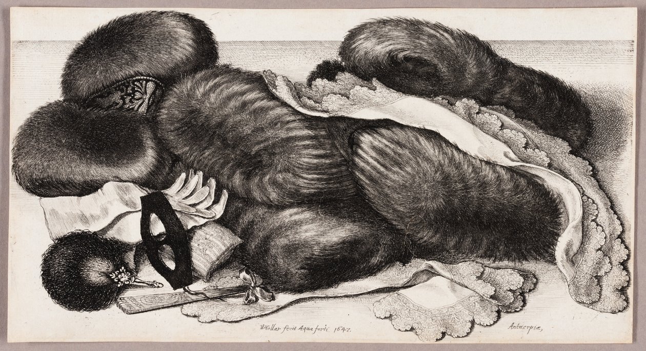 Still-Life with a Group of Muffs, a Pair of Gloves, and Two Kerchiefs by Wenceslaus Hollar