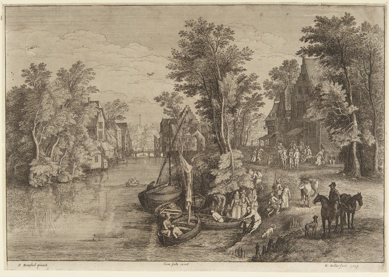 The Ferry in the Village by Wenceslaus Hollar