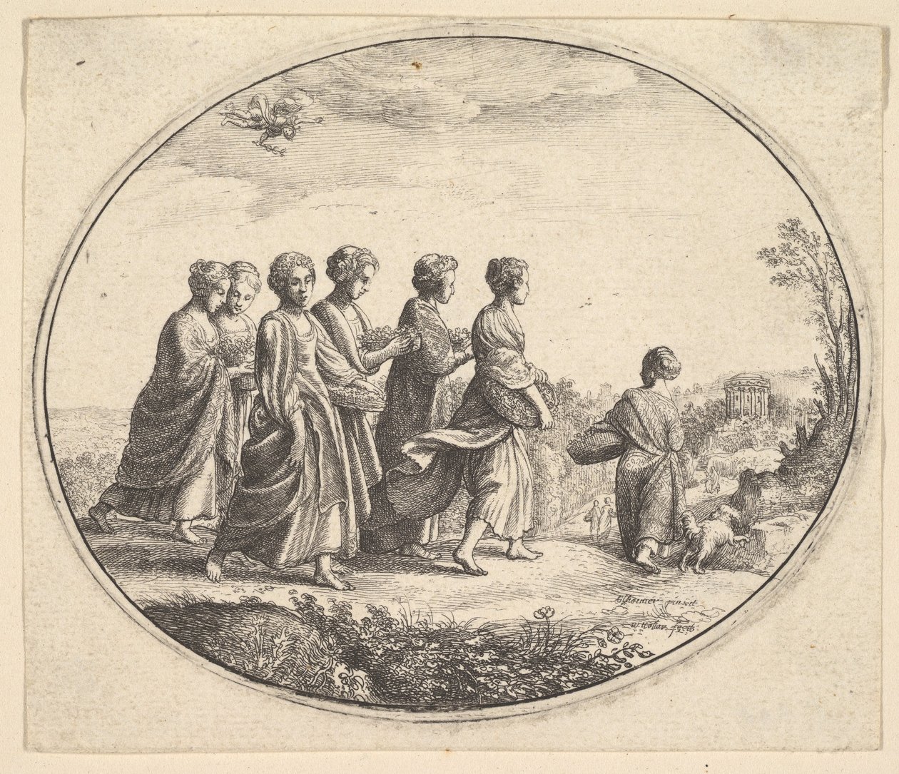 The Daughters of Aglaura Mercury and Herse by Wenceslaus Hollar