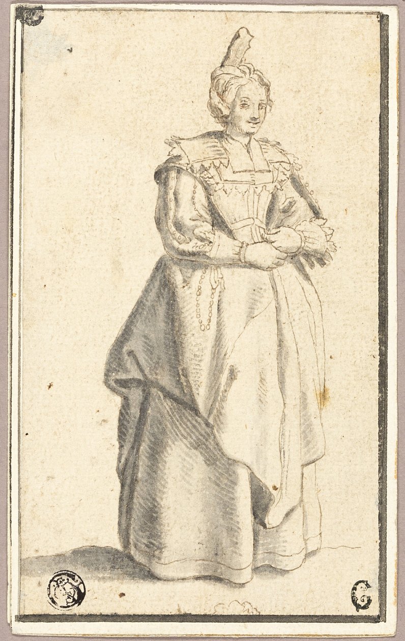 The Lady with the Small Raised Cap, after a Print from La Noblesse by Wenceslaus Hollar