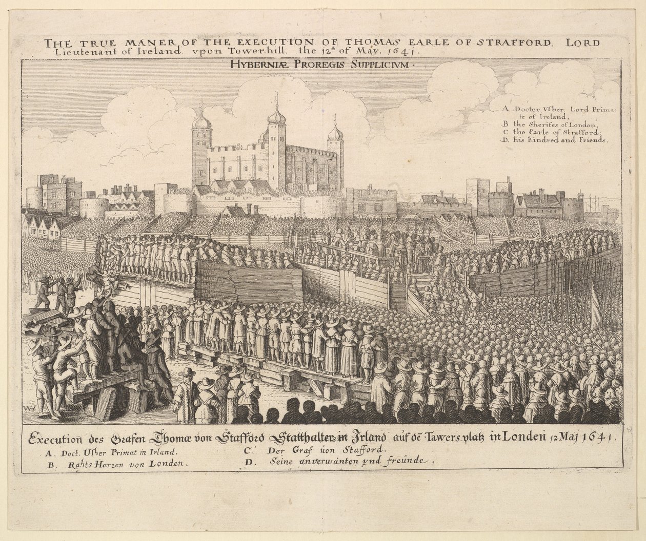 The True Manner of the Execution of Thomas Earl of Strafford by Wenceslaus Hollar