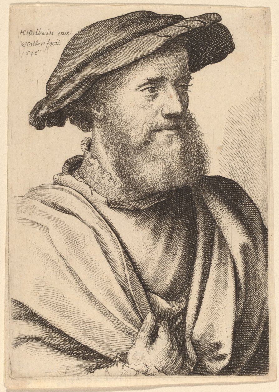Man with Beard Looking Right (Hans Holbein?) by Wenceslaus Hollar after Hans Holbein the Younger