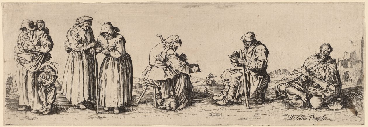 Six Men and Women Beggars by Wenceslaus Hollar after Jacques Callot