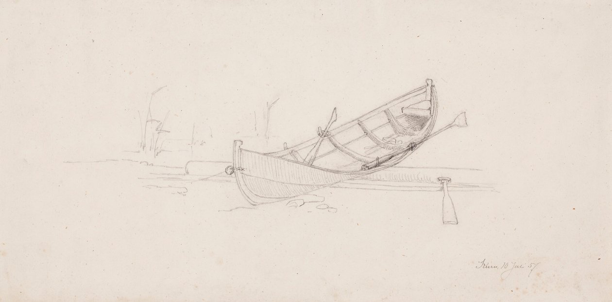 Rowboat Pulled onto a Log by Werner Holmberg