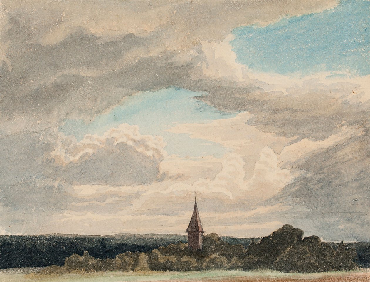Steeple in a Landscape in Odenthal, Study by Werner Holmberg